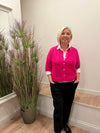 Mohair Round Neck Cardigan Hot Pink