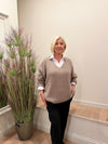 Avril V-Neck Mohair Sweater Taupe
