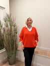 Avril V-Neck Mohair Sweater Bright Orange