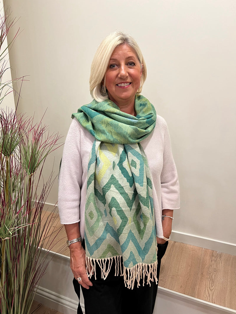 Diamond Print Scarf Green