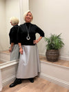 Faux Leather Skirt Metallic Silver