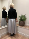 Faux Leather Skirt Metallic Silver