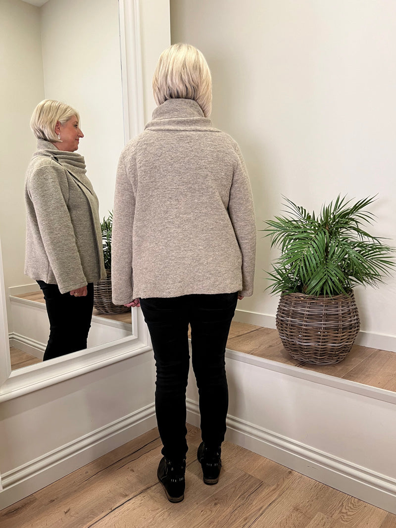 Boiled wool crossover coat hotsell