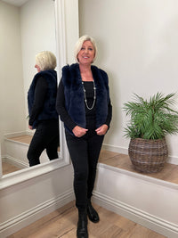 Ruby Faux Fur Gilet Navy M/L