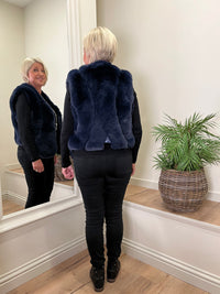 Ruby Faux Fur Gilet Navy M/L