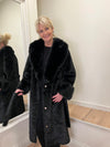 Lulu Full Length Faux Fur Coat Black 14-18