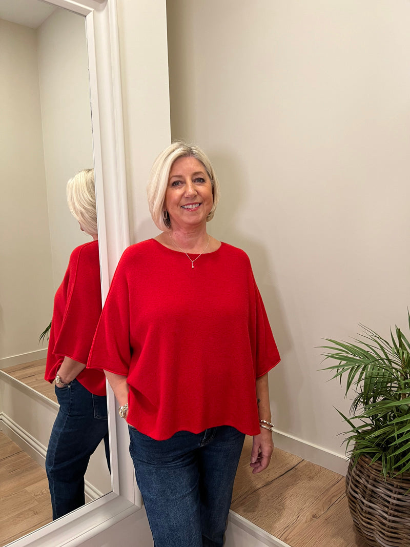 Savannah Crop Sweater Red