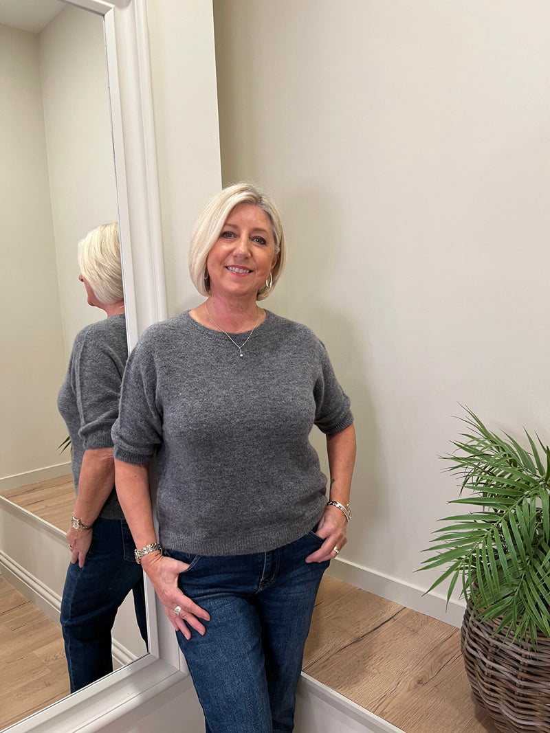 Alpaca Crop Sweater Stone
