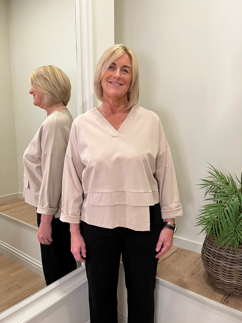Silvia Urban V Neck Top Sand