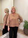 Silvia Urban V Neck Top Camel