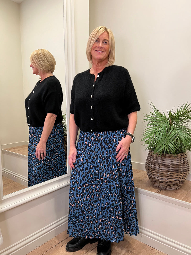 Animal Print Pleated Skirt Orange 8-14