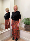 Animal Print Pleated Skirt Orange 8-14
