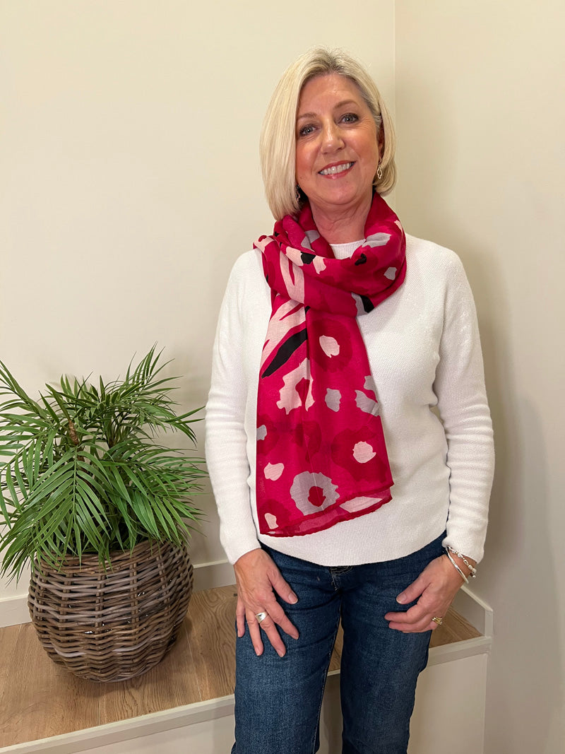 Eco Africa Print Scarf Raspberry