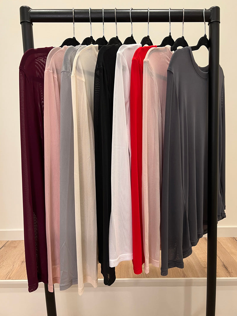 Mesh Layering Top Abstract Taupe