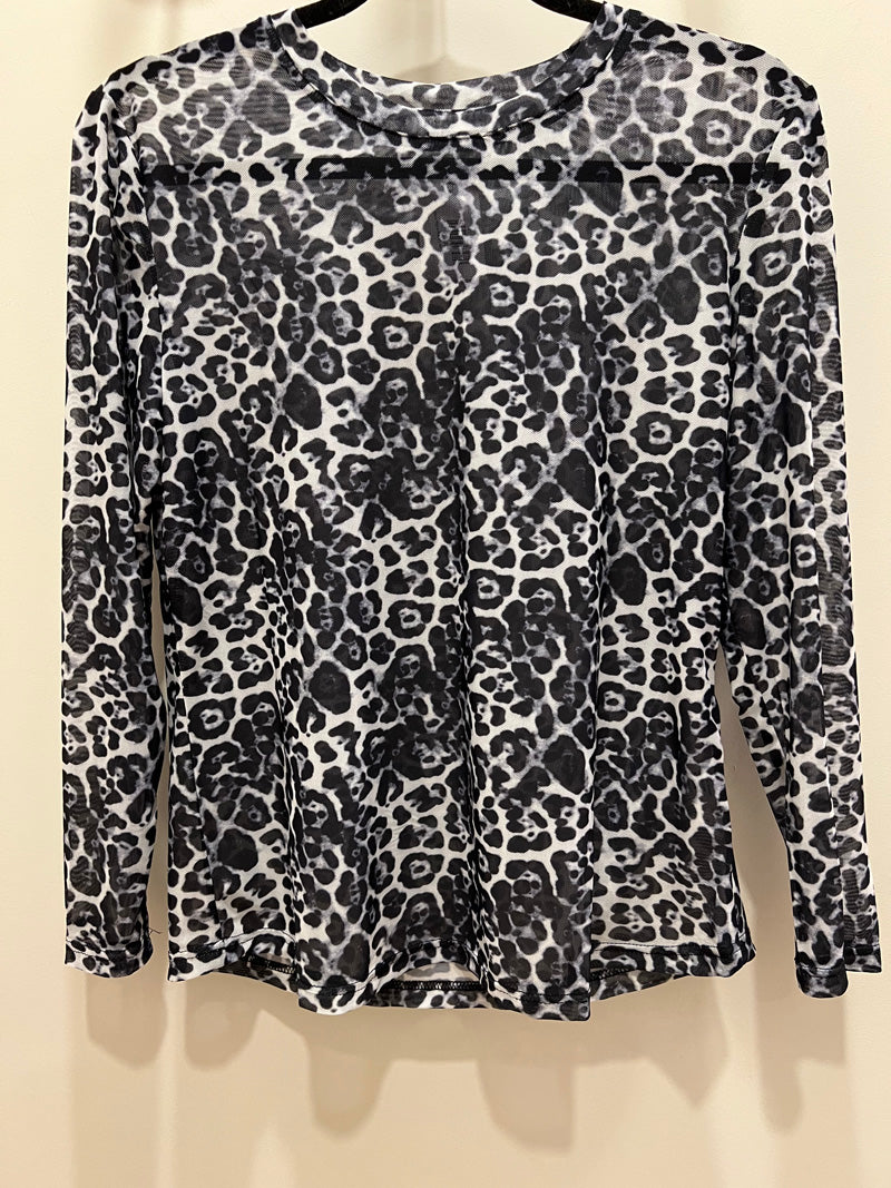Mesh Layering Top Leopard Black/White