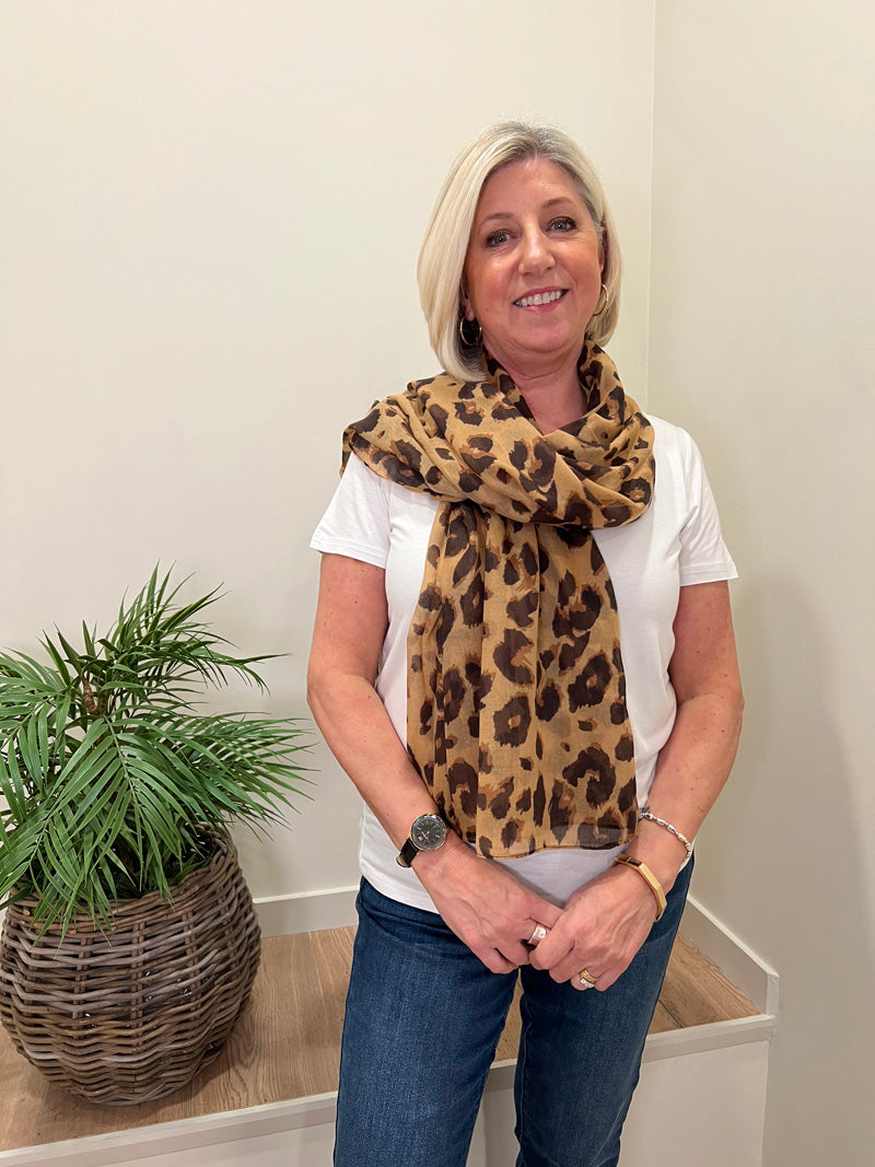 Cassidy Animal Print Scarf Tan
