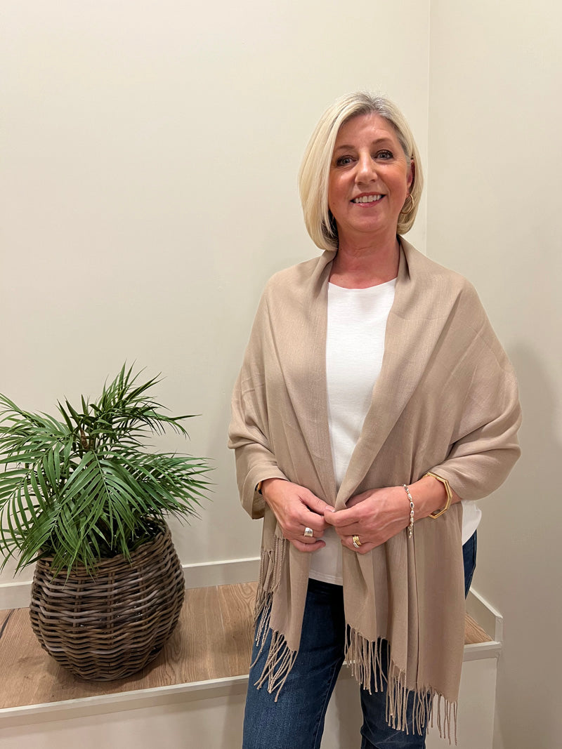 Plain Pashmina Scarf Taupe
