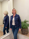 Cotton Button Up Jacket Navy