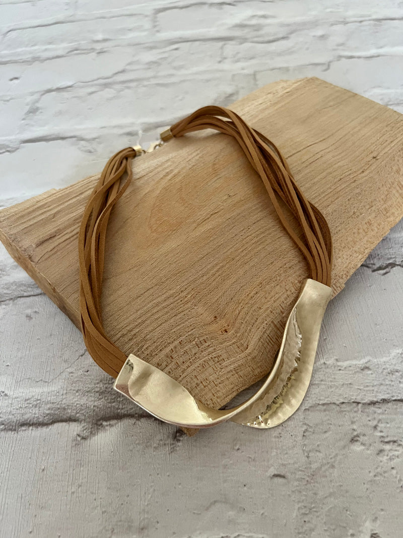 Tanya Twist Statement Necklace Camel/Gold