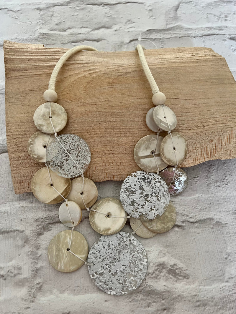 Suri Wood & Shell Statement Necklace