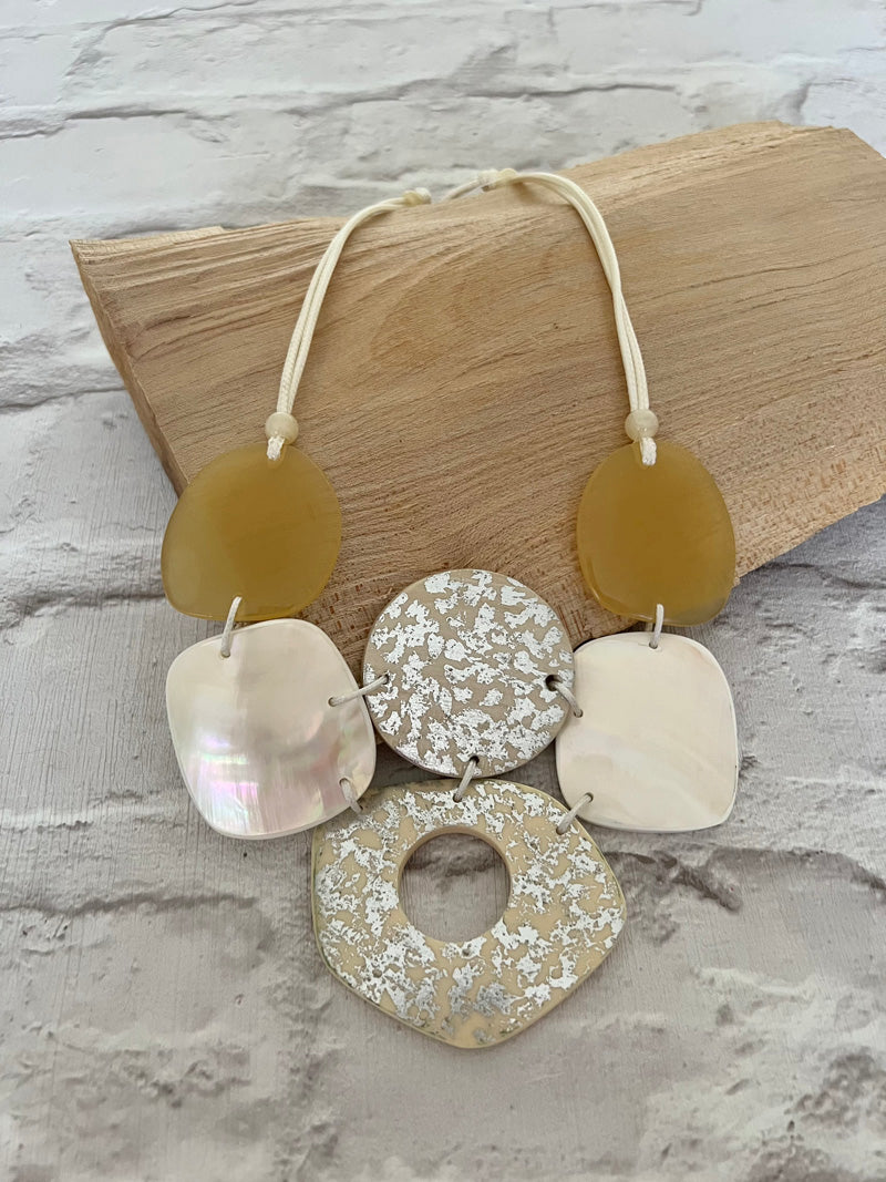Yara Wood & Shell Statement Necklace