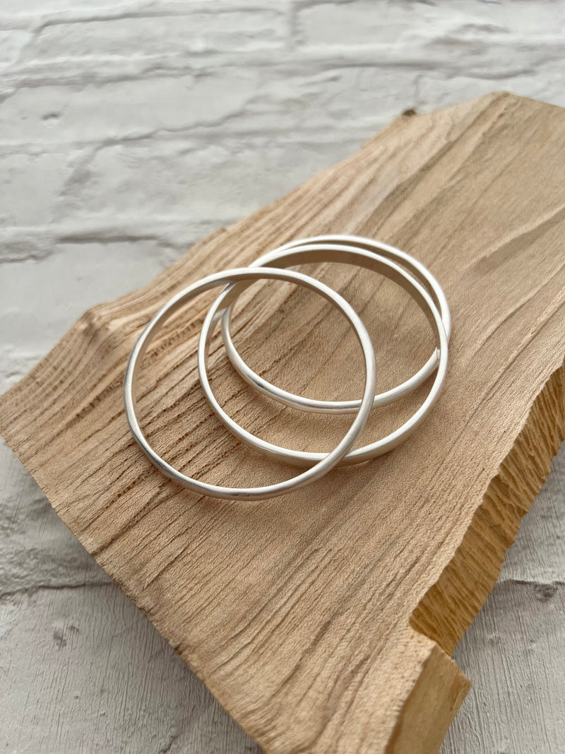 Triple Bangle Set Satin Silver