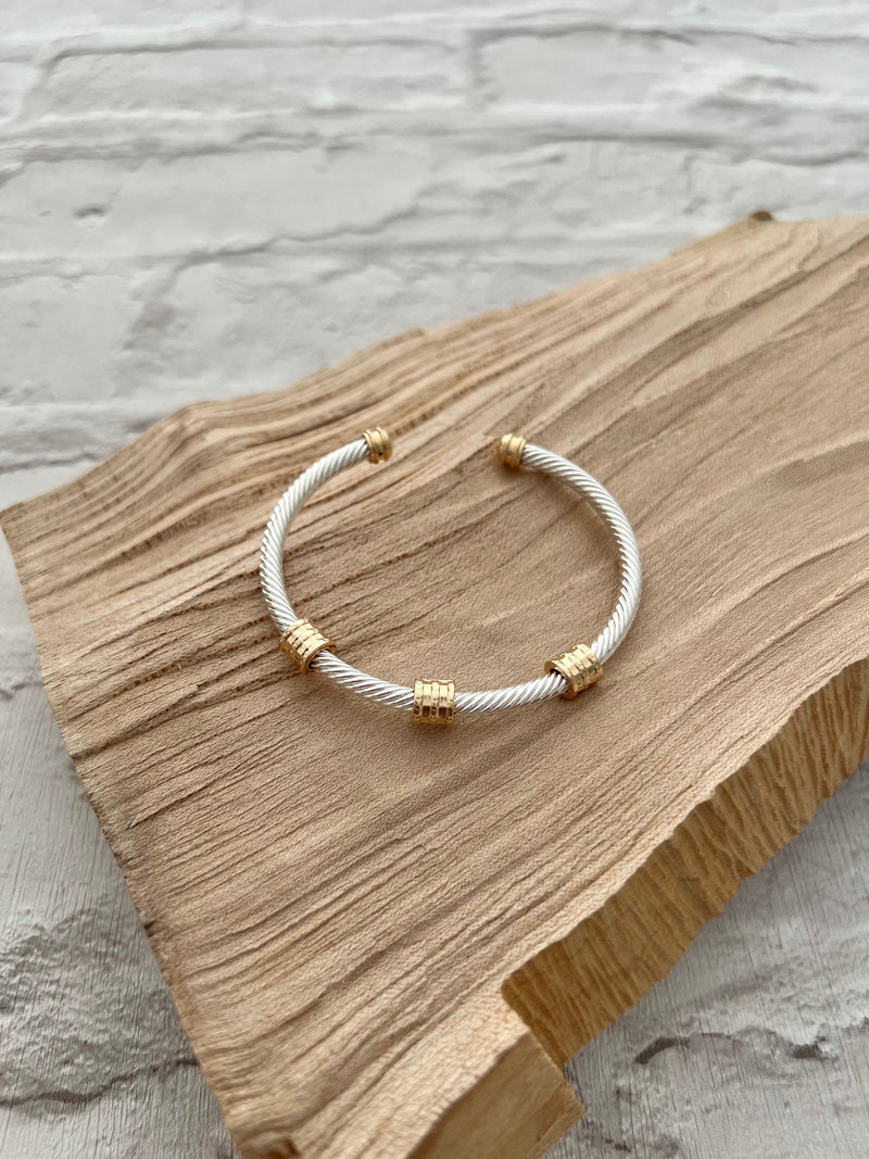 Mel Torque Bangle Silver/Gold