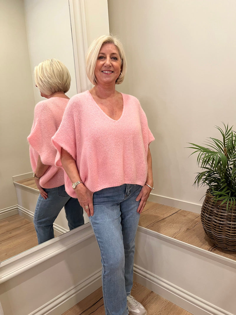 Mohair Crop Layering Sweater Baby Pink