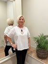 TIRELLI Ruffle Sleeve Top White