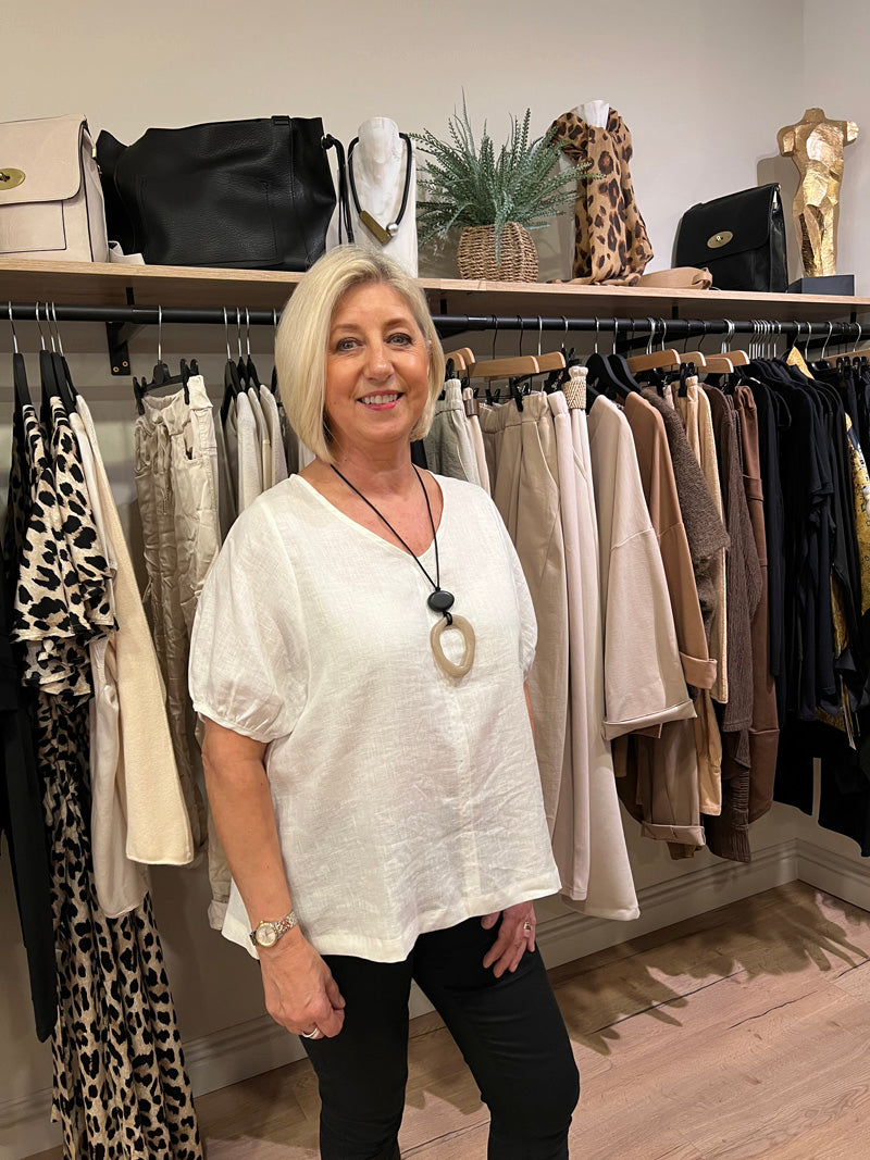 TIRELLI Bishop Sleeve Top White