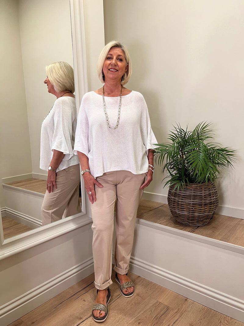 Nina Fine Knit Top White