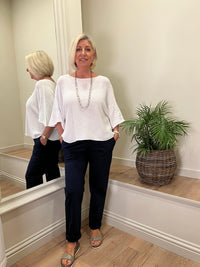 Nina Fine Knit Top White