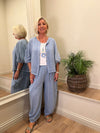 Ava Cotton Mix Parachute Trousers Pale Denim
