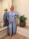 Ava Cotton Mix Parachute Trousers Pale Denim
