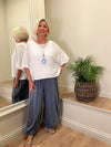 Ava Cotton Mix Parachute Trousers Dark Denim