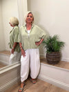Ava Cotton Mix Parachute Trousers White