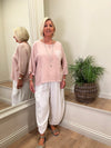 Ava Cotton/Linen Pocket Top Blush