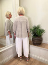Ava Cotton Mix Parachute Trousers White