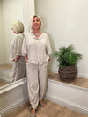 Ava Amara Cotton Mix Trousers Stone