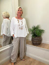 Ava Amara Cotton Mix Trousers Taupe