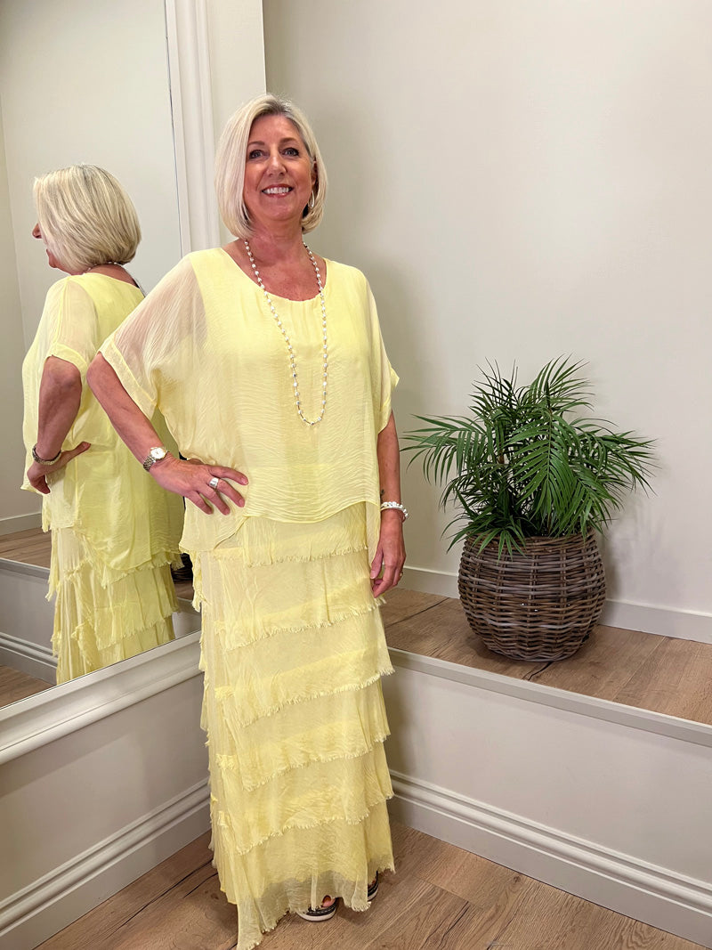 Sophia Silk Dress Lemon