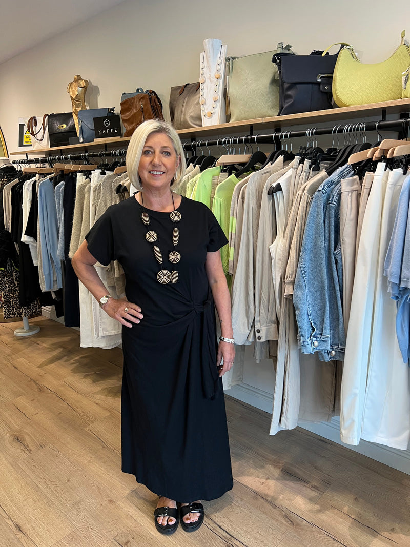 Tie Side T-Shirt Maxi Dress Black