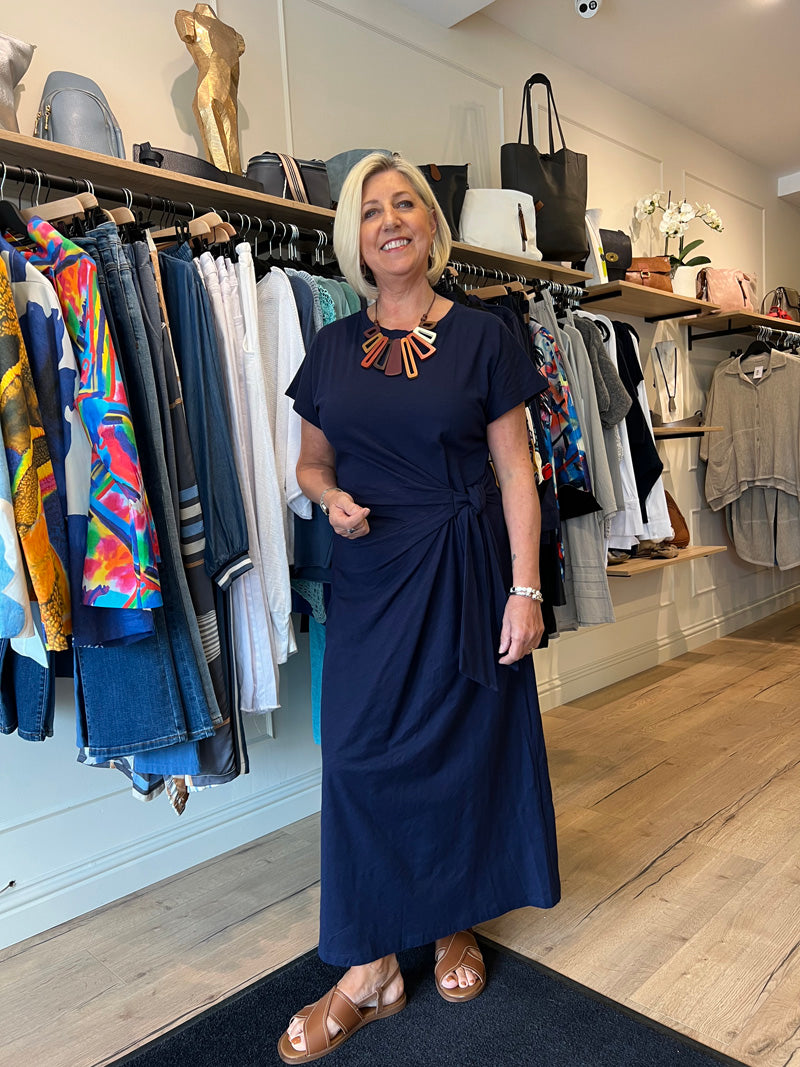 Tie Side T-Shirt Maxi Dress Black