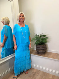 Sophia Silk Dress Turquoise