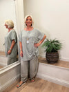 Ava Anica Ruche Top LARGE Khaki