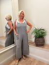 Ava Cotton Mix Culotte Dungarees Grey
