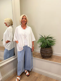 Ava Cotton Mix Culottes Pale Denim