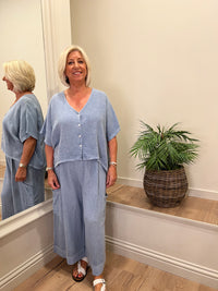 Ava Cotton Mix Culottes Pale Denim