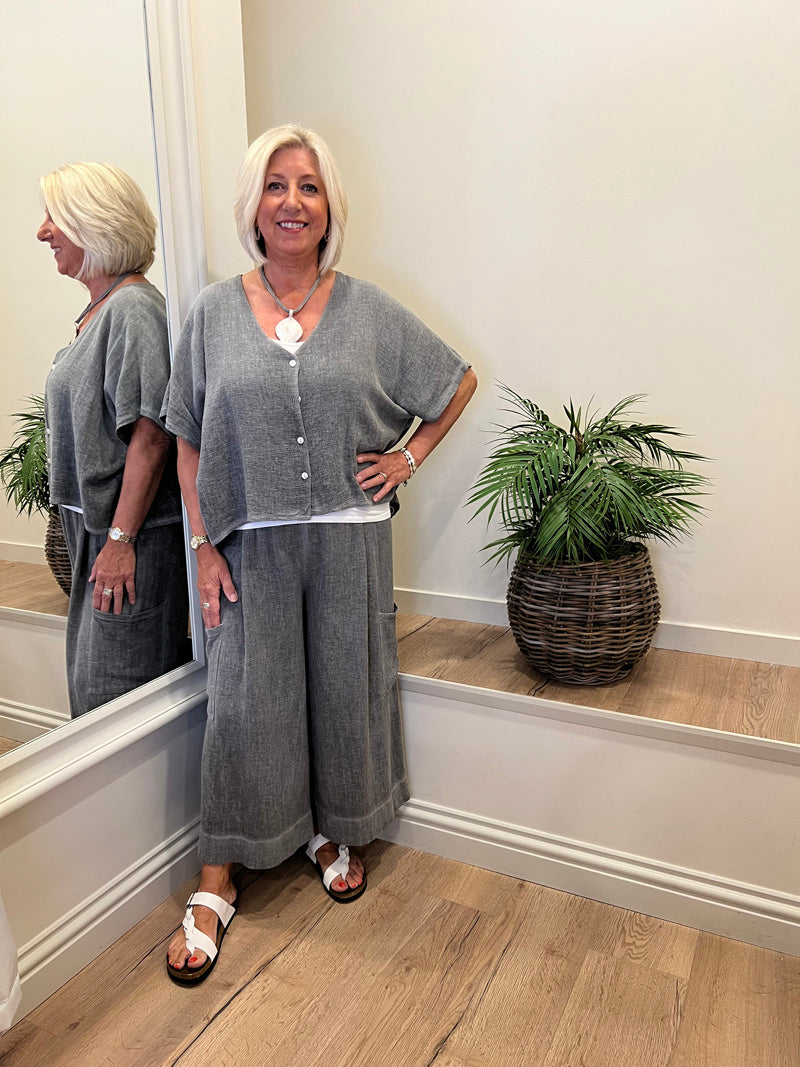 Ava Cotton Mix Culottes Grey