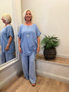 Ava Anica Ruche Top LARGE Pale Denim